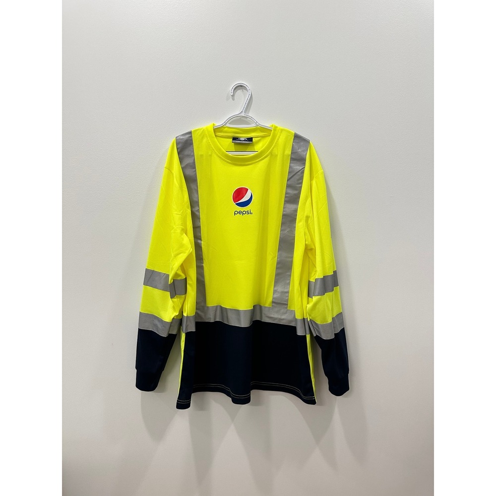 Pepsi High Visibility Reflective Safety Shirt Long Sleeve Neon Yellow 2XL G&G